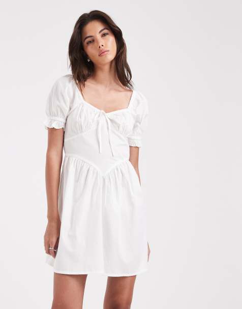 Wednesday's Girl - Mini-jurk met V-hals en korte mouwen in wit - view 1