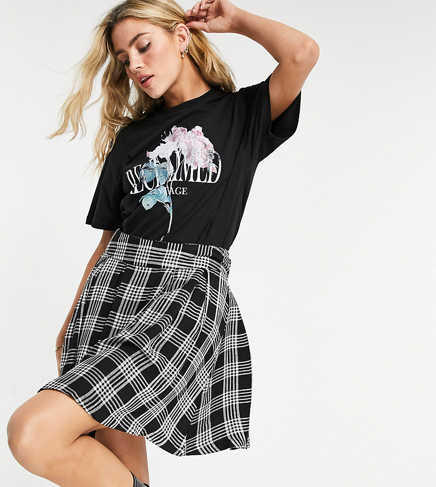 Wednesday's Girl mini pleated skirt in vintage plaid-Grey