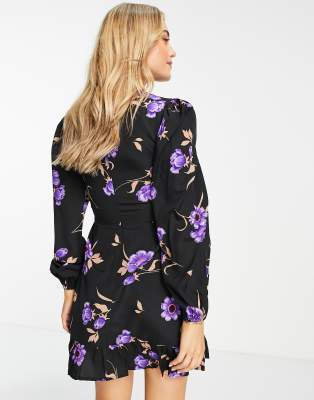 purple and blue floral dress