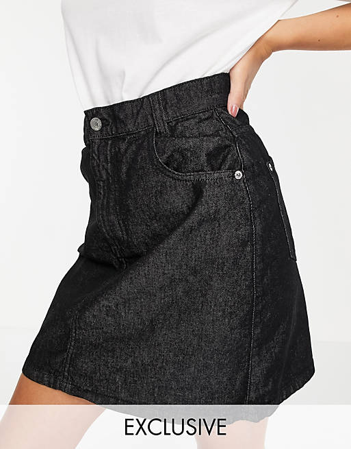 Wednesday's Girl mini skirt in black wash denim