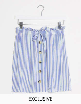 blue and white striped co ord