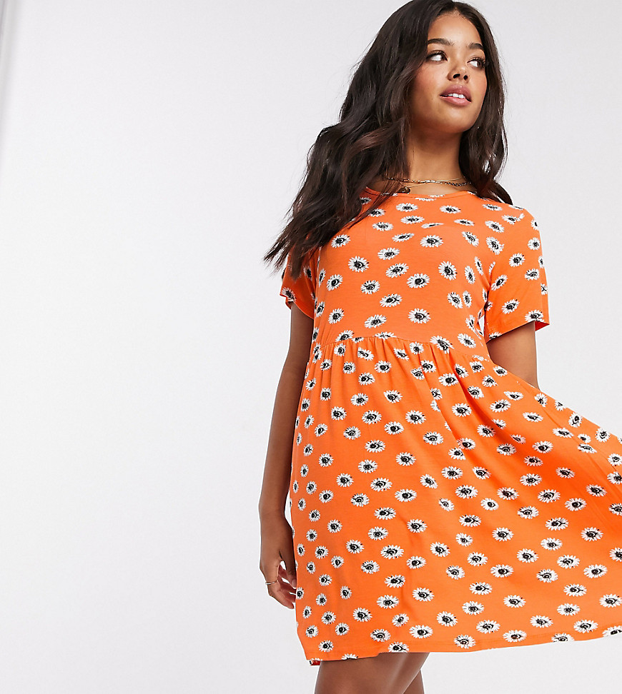 Wednesday's Girl mini smock dress in summer floral-Orange