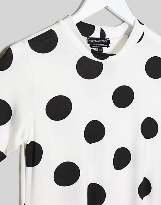 Exclusives Wednesday's Girl mini t-shirt dress in polka dot 