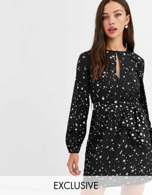 black star wrap dress