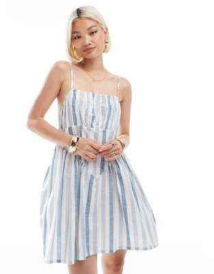Wednesday's Girl - Minikleid in Blau mit auffälligen Streifen