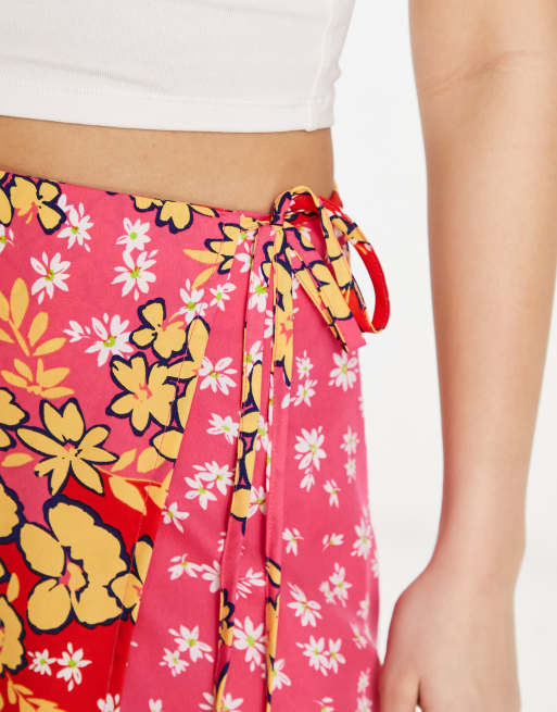 Floral Print Wrap Skirt