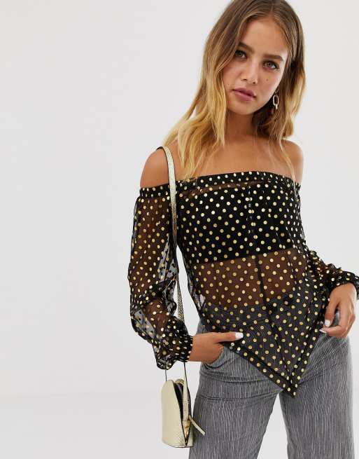 Off shoulder glitter top hotsell