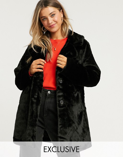 Wednesday's Girl oversized coat in faux fur