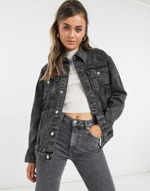 Wednesday's Girl oversized denim jacket in black wash