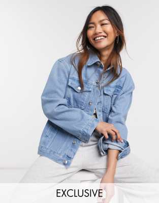 oversized light wash denim jacket