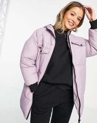 Wednesday's Girl oversized longline padded jacket in pastel