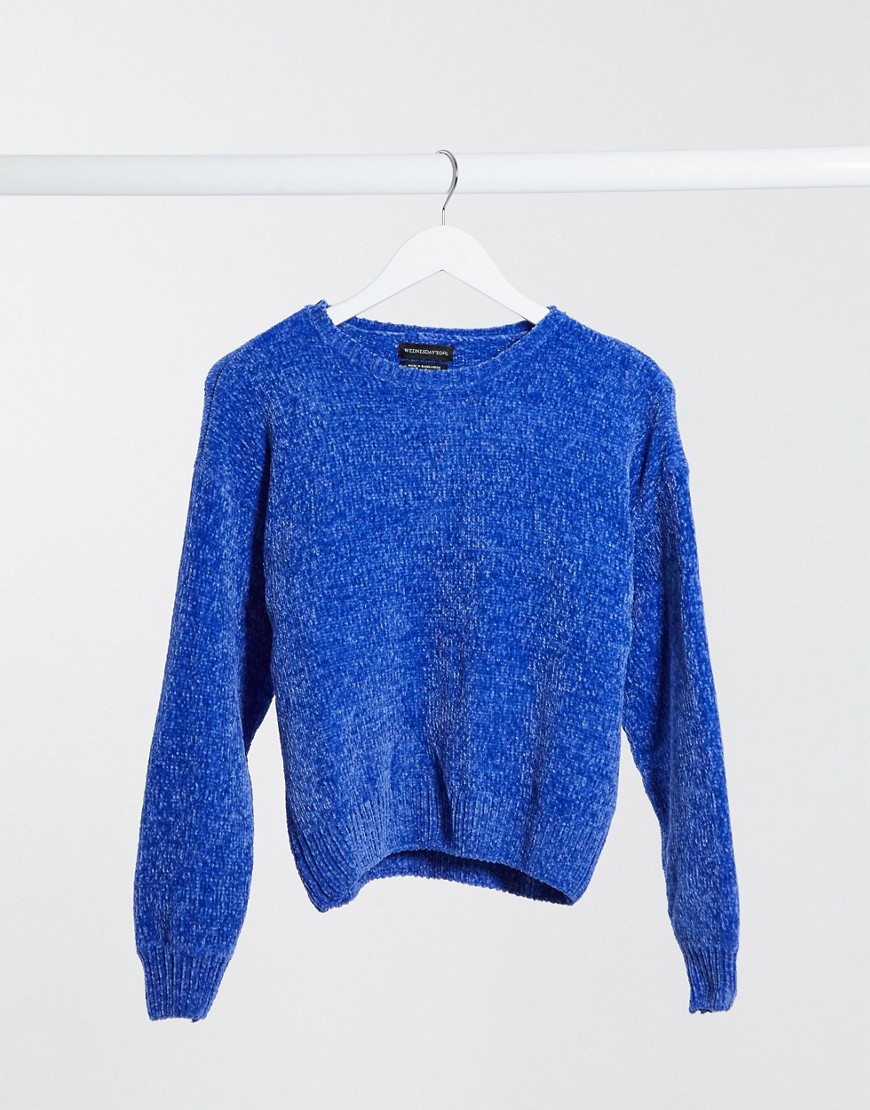 Wednesday's Girl oversized sweater in chenille knit-Blues