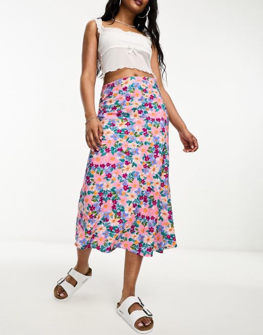 Wednesday s Girl painted floral slip skirt in light blue