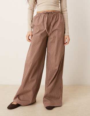 Pantalon ample à fines rayures - Marron-Gris 2XS