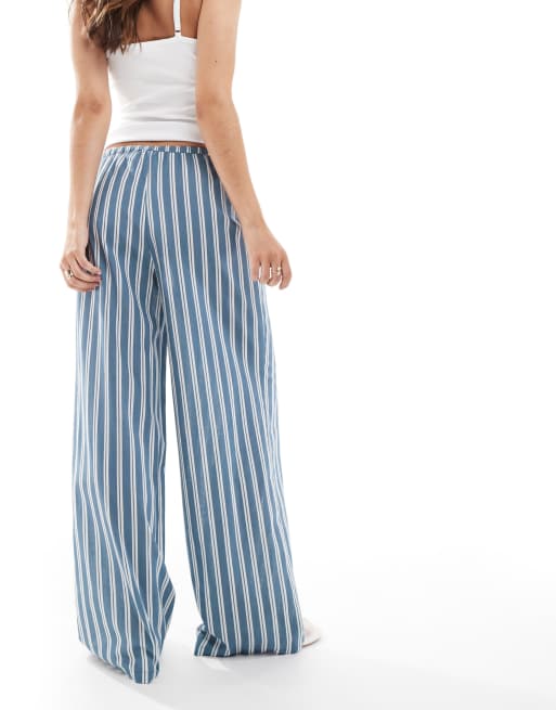 Wednesday's Girl - Pantalon ample à rayures - Bleu, 3 de 5