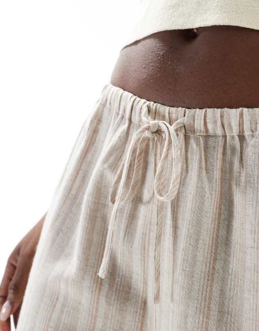 Wednesday's Girl - Pantalon ample en lin à rayures - Beige, 3 de 5