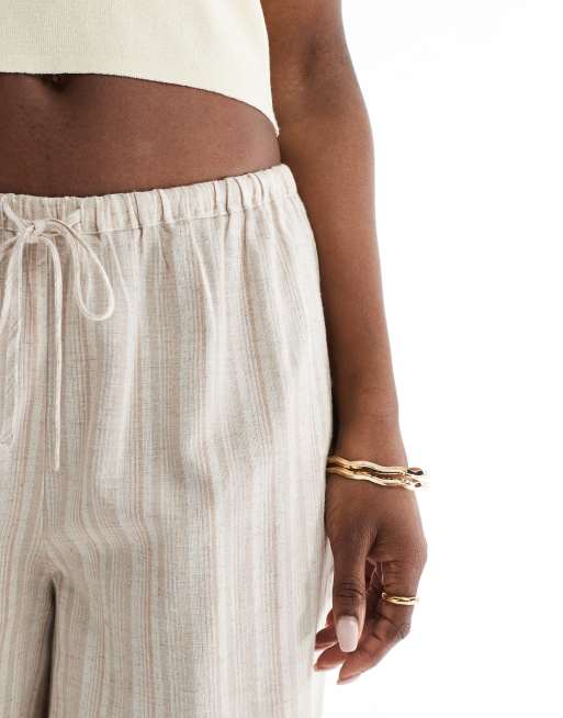 Wednesday's Girl - Pantalon ample en lin à rayures - Beige, 5 de 5