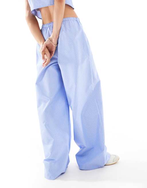 Wednesday's Girl - Pantalon d'ensemble large à rayures - Bleu, 4 de 5