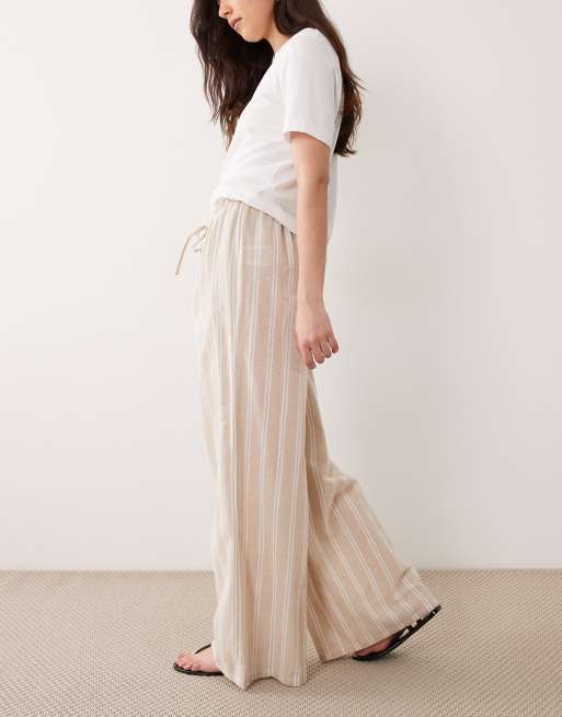 Wednesdays Girl - Pantalon large à rayures - Beige, 2 de 5