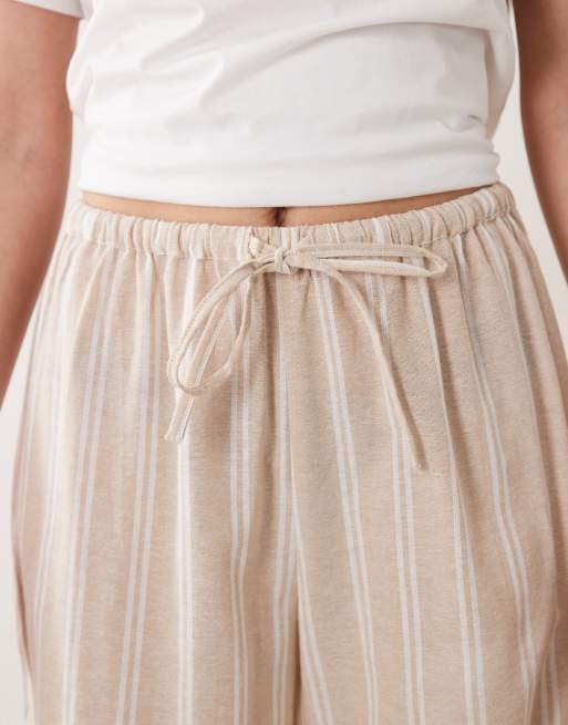 Wednesdays Girl - Pantalon large à rayures - Beige, 3 de 5