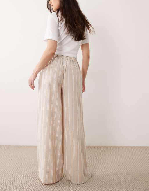 Wednesdays Girl - Pantalon large à rayures - Beige, 5 de 5