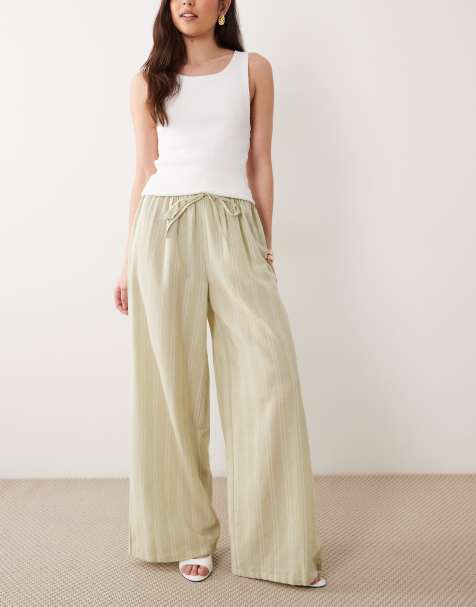 Wednesdays Girl - Pantalon large à rayures - Vert - view 1