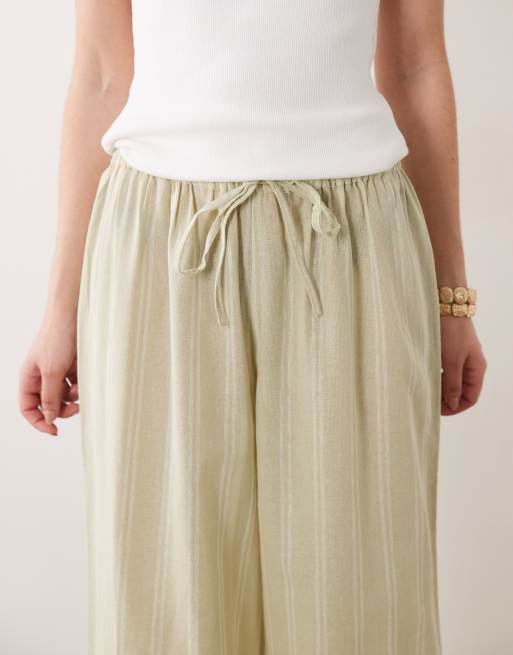 Wednesdays Girl - Pantalon large à rayures - Vert, 3 de 5
