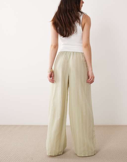 Wednesdays Girl - Pantalon large à rayures - Vert, 5 de 5