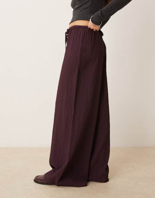 Wednesday's Girl - Pantalon texturé ample avec liens noués - Prune, 2 de 5