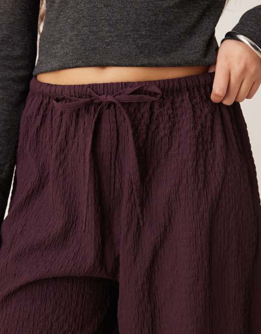 Wednesday's Girl - Pantalon texturé ample avec liens noués - Prune, 5 de 5