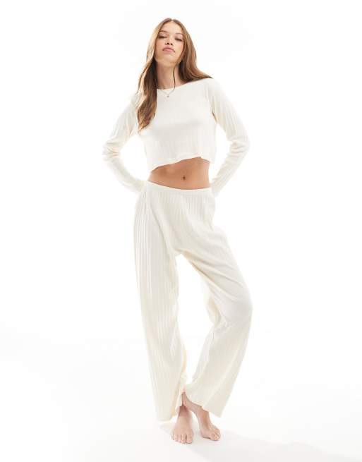 Wednesday's Girl - Pantaloni del pigiama ampi traforati crema