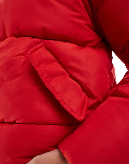 Wednesday's Girl - Piumino oversize rosso con colletto, 3 di 4