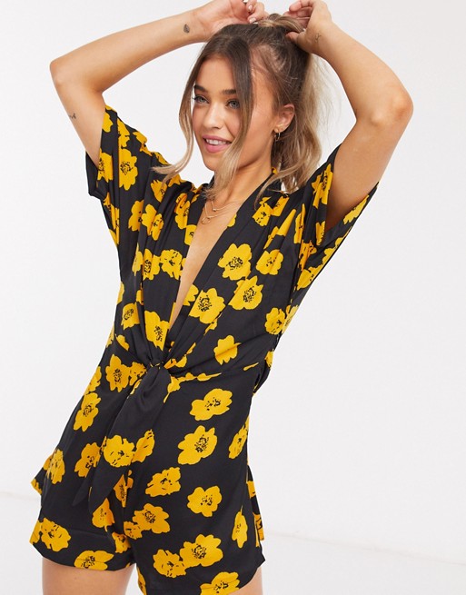 Wednesday's Girl playsuit in sunflower print
