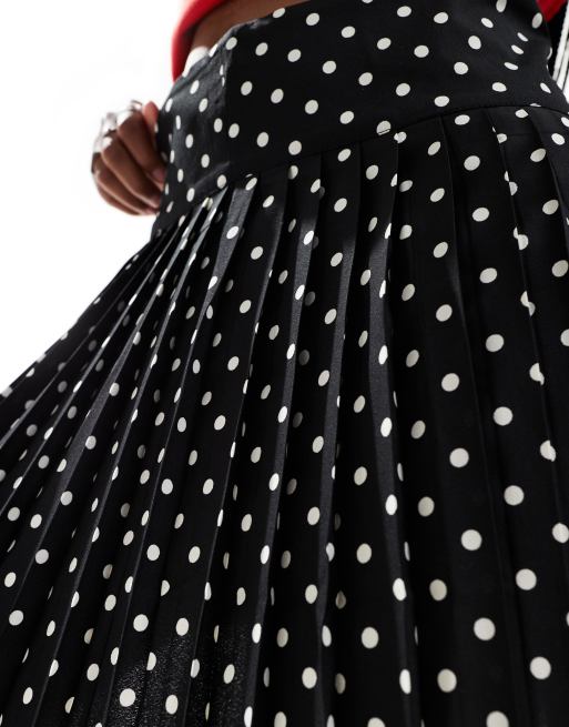 Wednesday's Girl pleated polka dot mini skirt in black ASOS