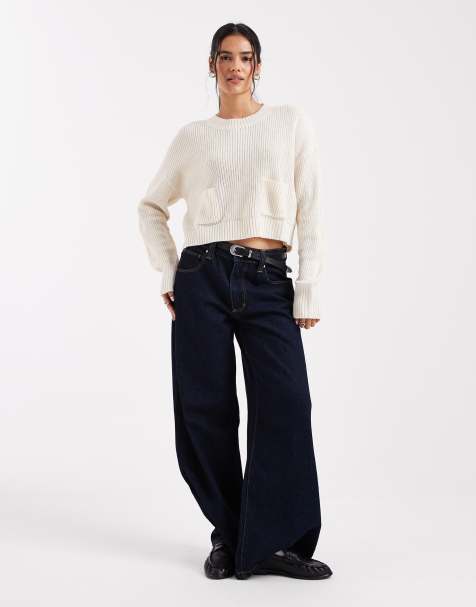 Wednesday's Girl pocket detail sweater in cream - view 1