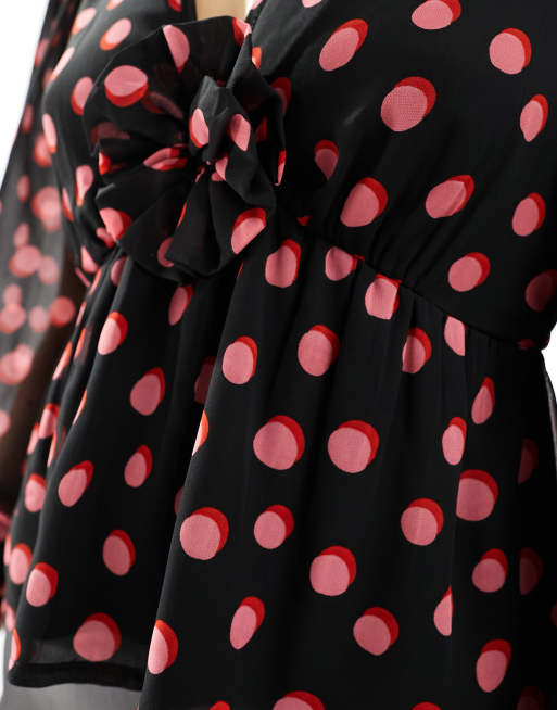 Pink top with black polka dots deals