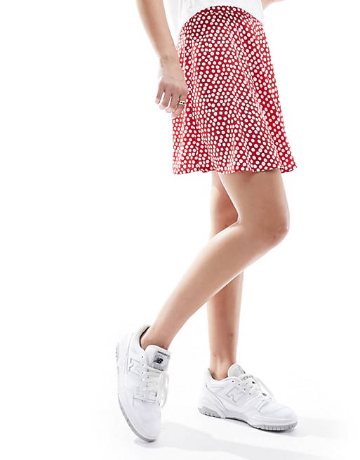 Wednesday's Girl polka dot flippy mini skirt red | ASOS