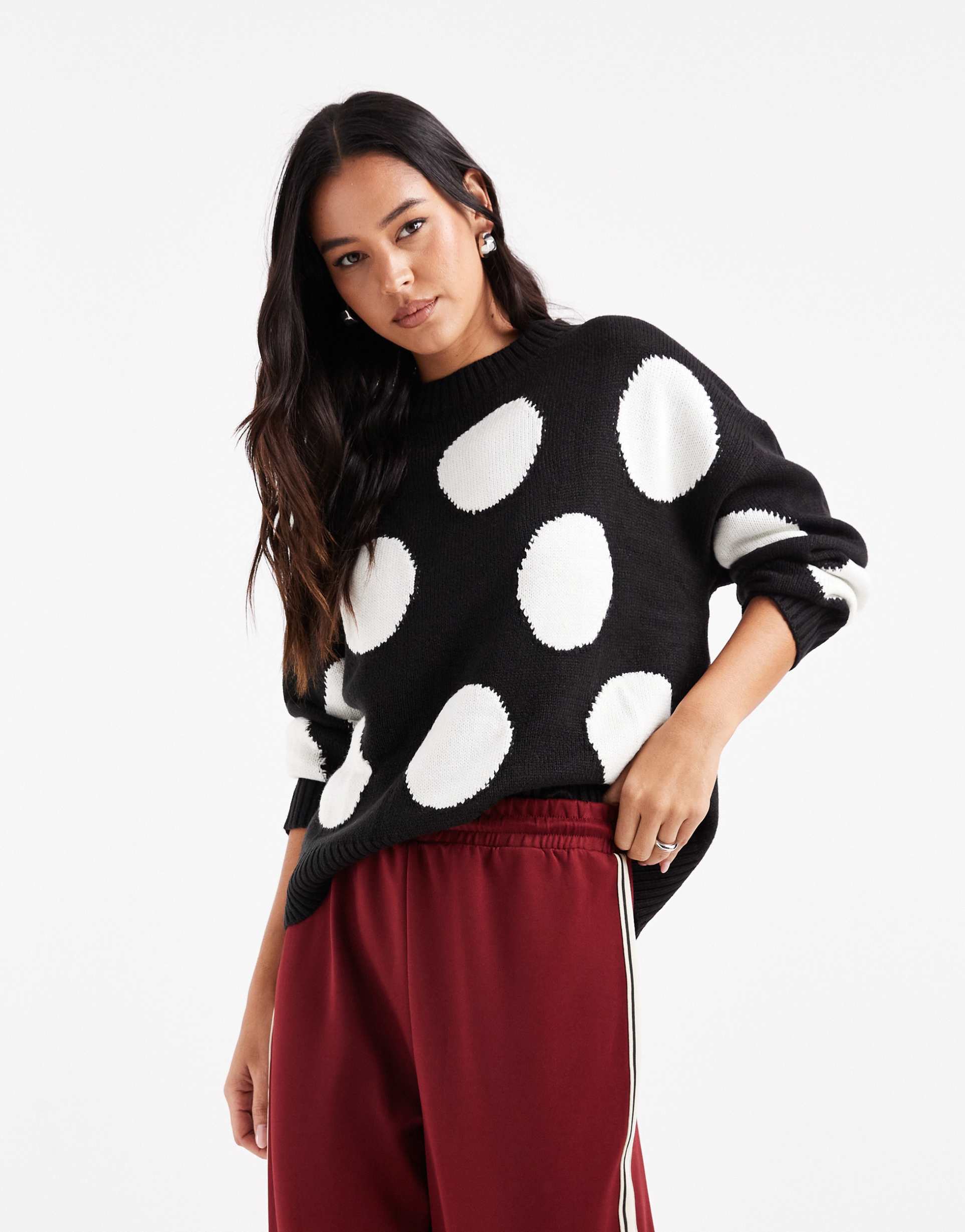 wednesday's girl polka dot sweater in black