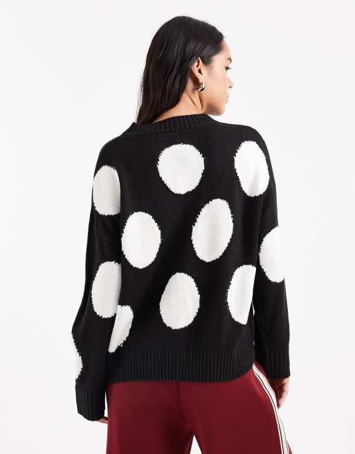 Wednesday's Girl polka dot sweater in black, 2 of 4