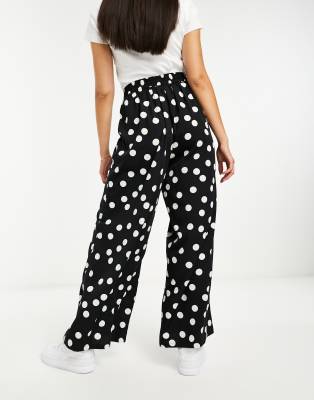 Wednesday's Girl polka dot wide leg pants in black