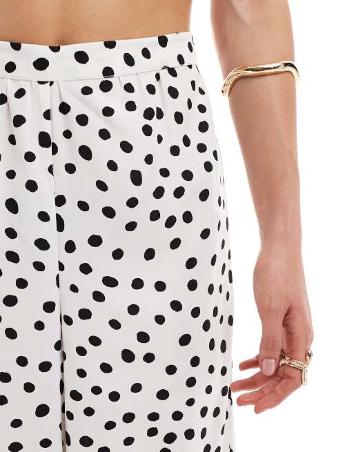 Wednesday s Girl polka dot wide leg trousers in white