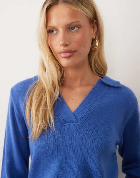 Wednesday's Girl Polopullover mit Kragen in Kobaltblau - view 1