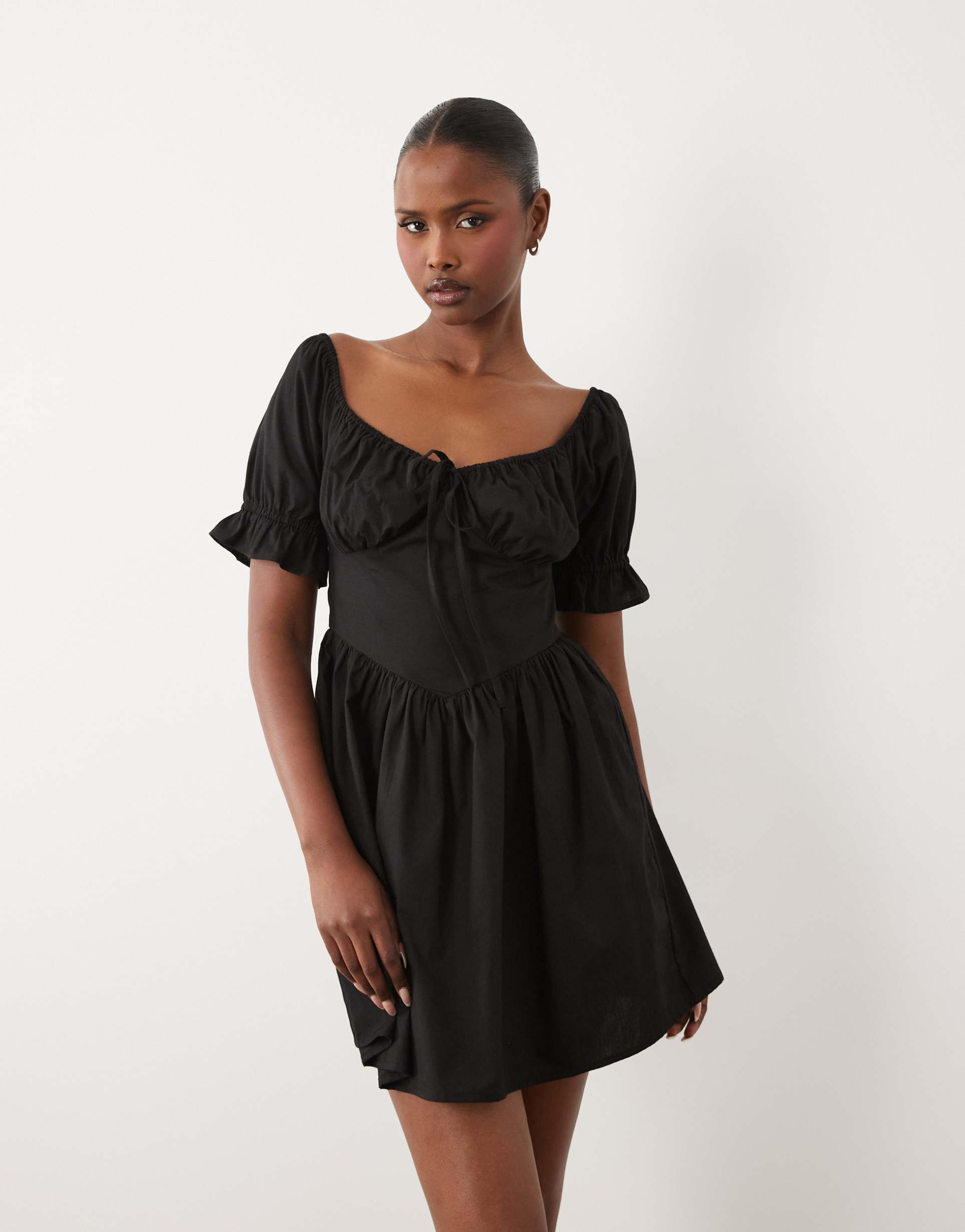 wednesday's girl puff sleeve mini dress in black