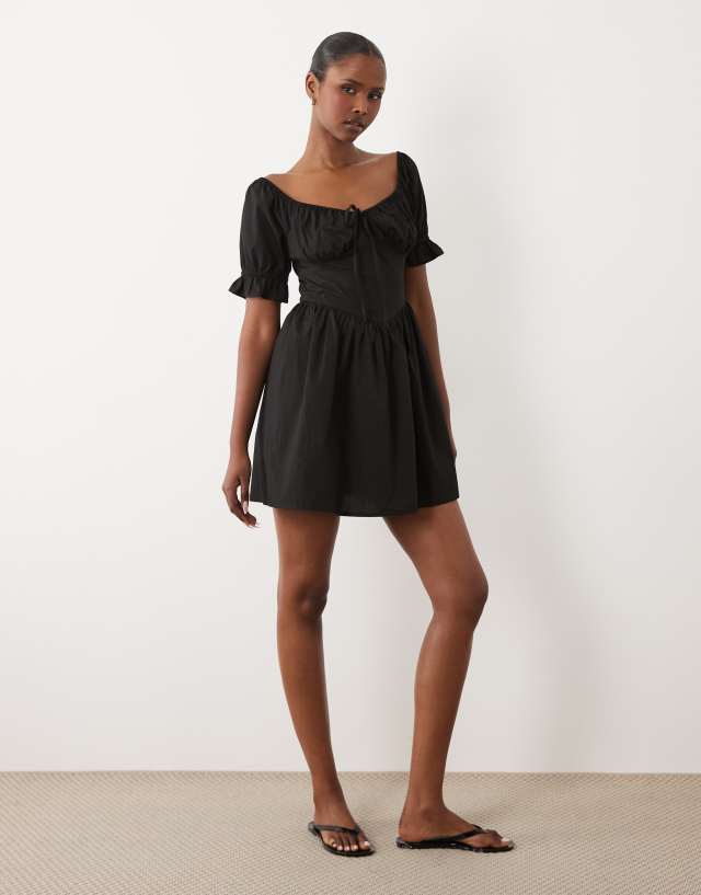 ladies puff sleeve dress Wednesday's Girl mini in black PRODUCT:CDD1238X-34RB