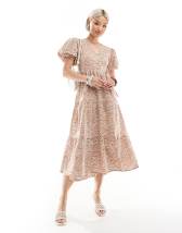 Wednesday's Girl puff sleeve mini dress in dusty pink