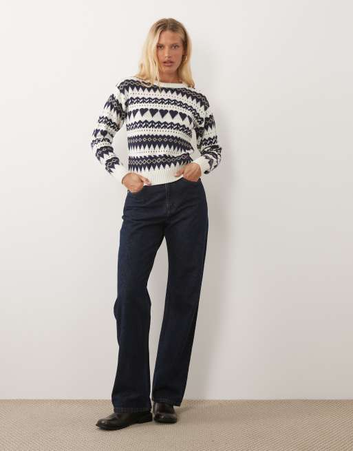 Wednesdays Girl - Pull imprimé abstrait à cœur - Crème, 3 de 4