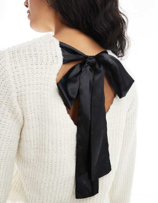 Wednesday's Girl - Pull oversize à noeud - Crème, 2 de 4
