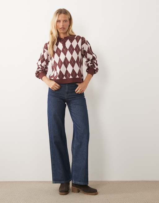 Wednesday's Girl Pullover mit Kragen in Pink, 2 von 4