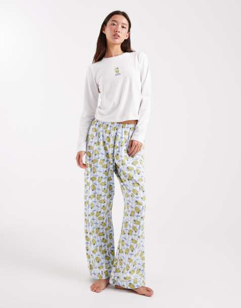 Wednesday's Girl – Pyjama mit Matcha-Print, bestehend aus langärmligem Oberteil und Hose - view 1