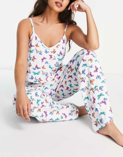 Wednesday's Girl - Pyjamaset met camitop en broek met vlinderprint
